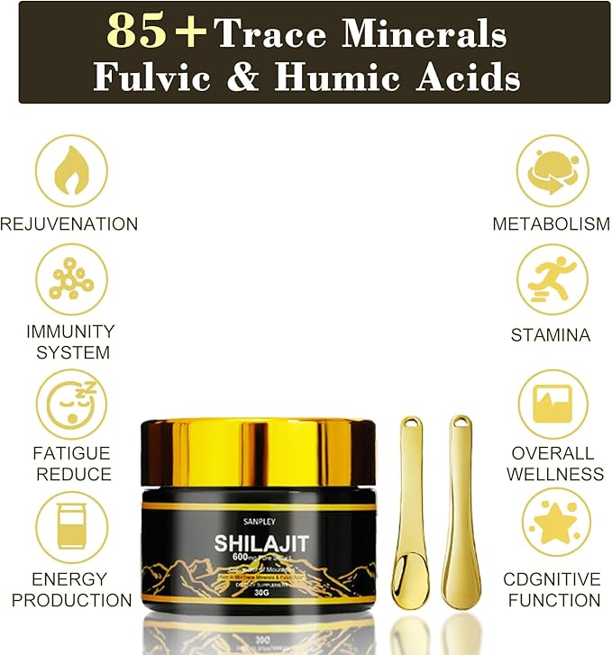 Shilajit Pure Himalayan Organic Resin,shilajit for Men and Women,85+ Trace Minerals,Humic and Fulvic Acid,600mg Gold-Grade Himalayan Shilajit Resin (30g)