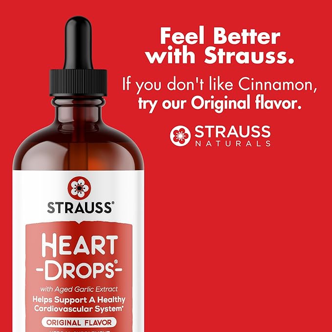 Strauss Naturals Heart Drops – Natural Mistletoe & Aged Garlic Extract Heart Health Supplement – Helps Maintain Healthy Cardiovascular System – Vegan & Non-GMO – 225 ml Bottle