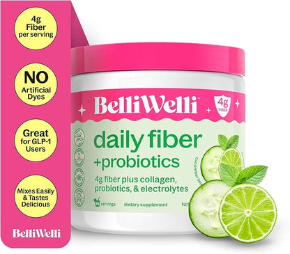 Fiber Supplement for Women & Men – Premium Daily Fiber Powder from Organic Acacia with Added Collagen, Electrolytes & Probiotics – No Bloat, Constipation & Gut Health Support (Cucumber)