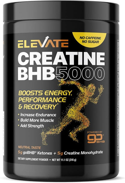 Micronized Creatine Monohydrate Powder - Stim Free Pre Workout with Creatine 5g & Patented goBHB Electrolytes for Enhanced Energy Focus Muscle Building & Recovery (30 Servings - Neutral Taste)