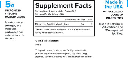 LEGION Micronized Creatine Monohydrate Supplement - Clean Creatine Powder for Muscle Gain & Post Workout Recovery - Micronized Creatine Supplement for Maximum Absorption (100 Servings, Unflavored)