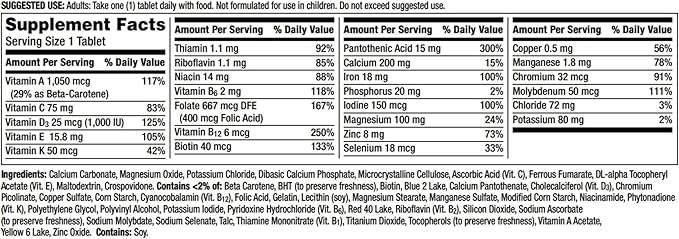 Centrum Multivitamin Tablet for Women, Multivitamin/Multimineral Supplement with Iron, Vitamin D3, B Vitamins and Antioxidant Vitamins C and E, Gluten Free, Non-GMO Ingredients - 200 Count