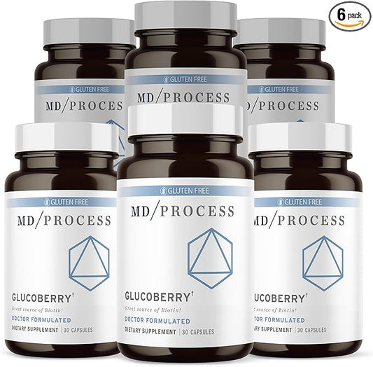GlucoBerry by MD Process - Maqui Berry Extract with Chromium Picolinate for Blood Health Support - with Biotin and Gymnema Sylvestre - Doctor Formulated - 30 Capsules, 6 Pack