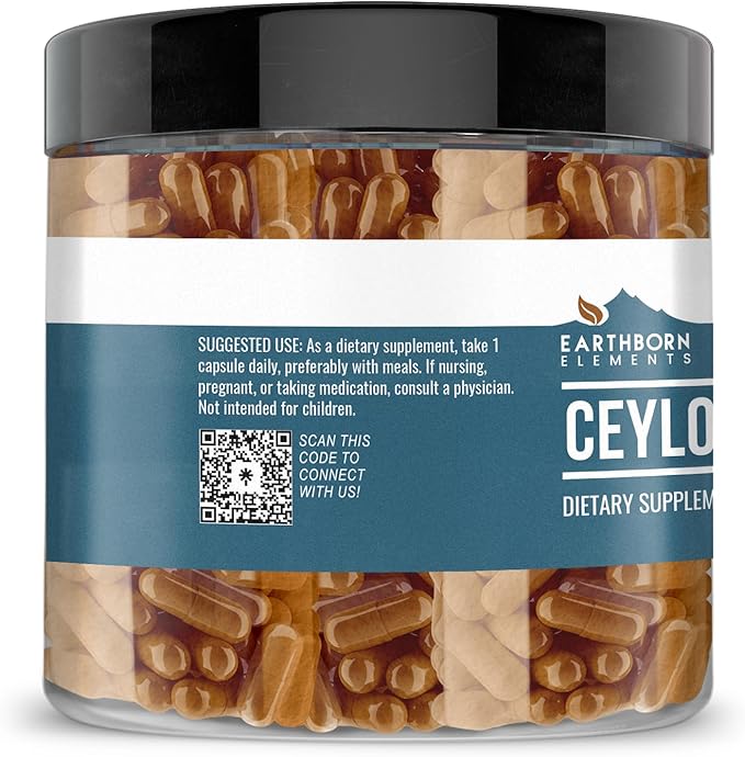 Earthborn Elements Ceylon Cinnamon 200 Capsules, Pure & Undiluted, No Additives