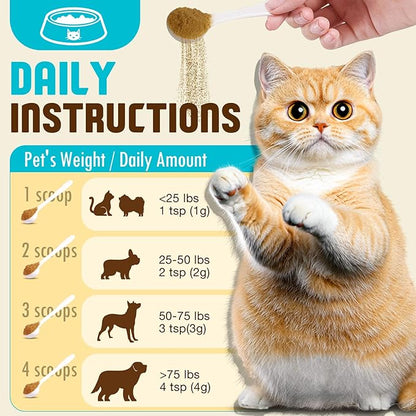 Organic Mushroom Supplement Powder for Dogs & Cats – 11 Mushroom Complex with Turkey Tail, Reishi & Cordyceps, Supports Lipoma, Lumps & Bumps Relief, Immune & Skin Health, 120g