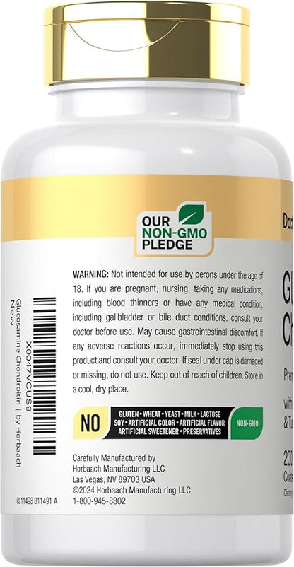 Doctor's Way Glucosamine Chondroitin Turmeric MSM | 200 Caplets | Advanced Support Complex | Non-GMO, Gluten Free Supplement