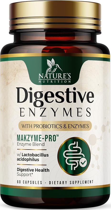 Digestive Enzymes with Probiotics - Probiotic Multi Enzymes with Probiotics and Prebiotics for Digestive Health and Bloating Relief for Women & Men, Daily Enzymes for Gut & Digestion - 60 Capsules