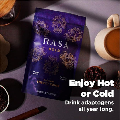 Rasa Bold – Adaptogenic Mushroom Coffee Alternative | Vegan, Keto, Whole 30, Ayurveda Wellness Tonic with Lion's Mane, Rhodiola, +Cordyceps (8 oz / 30 Servings)