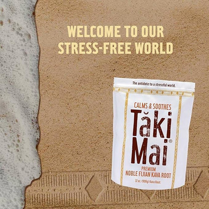 Taki Mai Traditional Kava Kava Powder 32oz – Premium Kava Root Powder with High Kavalactone Content for Relaxation, Stress Relief, Calmness and Sleep Support