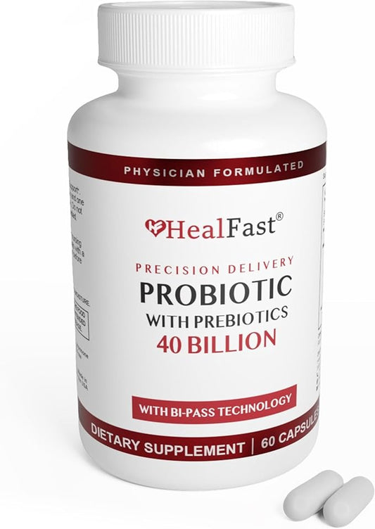 Physician Formulated Probiotic Supplement - 40 Billion CFU - Live Prebiotics and Probiotics for Men and Women - Probiotics for Gut Health - Non-GMO and Vegan - 30 Day Supply
