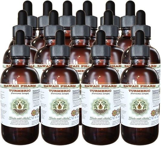 Turmeric Alcohol-FREE Liquid Extract, Organic Turmeric (Curcuma Longa) Dried Rhizome Glycerite Natural Herbal Supplement, Hawaii Pharm, USA 15x4 fl.oz