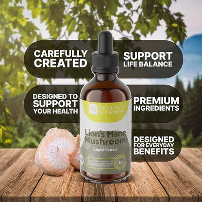 Lions Mane Extract - Lions Mane Tincture - Made in USA - Mushroom Supplement for Memory, Focus & Clarity - Daily Mushroom Supplement - 4 Fl oz.