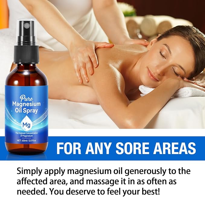 Magnesium Oil - Magnesium Spray - Magnesium Oil for Feet - Magnesium Spray for Feet - Pure Magnesium Oil Spray - Easy to Absorb and Use - 2.02 Fl Oz