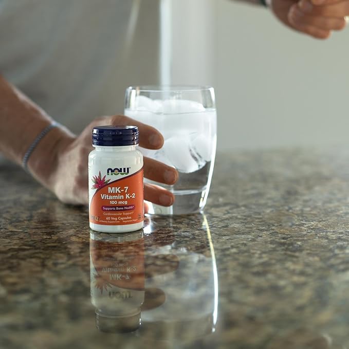 NOW Foods Supplements, MK-7 Vitamin K-2 100 mcg, Cardiovascular Support*, Supports Bone Health*, 60 Veg Capsules