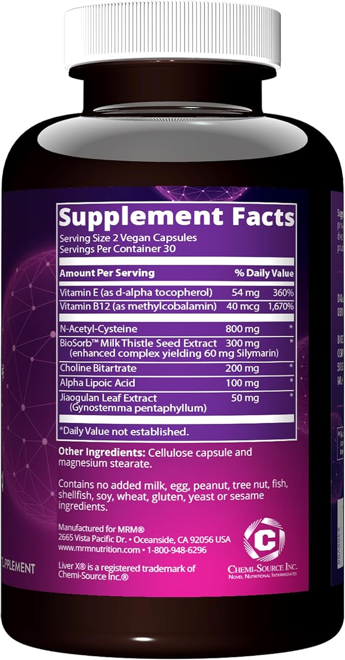 MRM Nutrition Liver X®| Detoxification | Daily Liver Support | Antioxidants | BIOSORBâ„¢ Milk Thistle Complex with 5X Absorption | 30 Servings