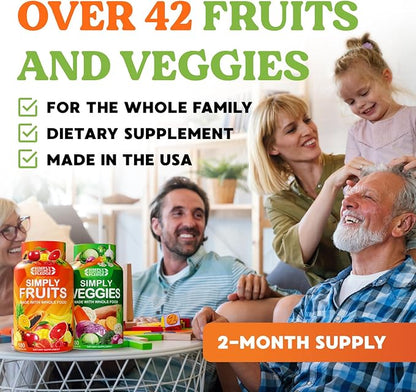 Simply Nature's Pledge -Packed with 42 Different Fruits & Vegetables - Made with Whole Food Superfoods - with Aloe Vera – 100% Soy Free -2 Month Supply- 180 Count (Pack of 2)