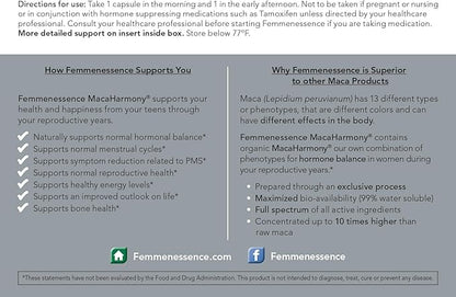 Femmenessence MacaHarmony - All Natural Gelatinized Maca Supplement to Support Women's Hormone Balance, PMS, Acne & Healthy Skin, Regular Menstrual Cycle & Fertility (240)