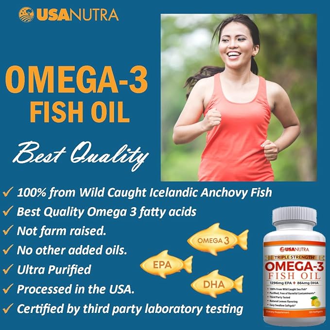 Omega 3 Fish Oil Supplement 3600mg with EPA and DHA for Women and Men Supports Joint, Brain and Heart Health 120 Softgels