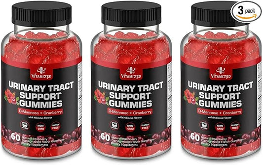 Potent Cranberry Gummies 1500mg with D Mannose - Urinary Tract Health for Women & Men, Urinary Flush & Bladder Fast-Acting Support Supplements with Hibiscus Powder, 180 Count