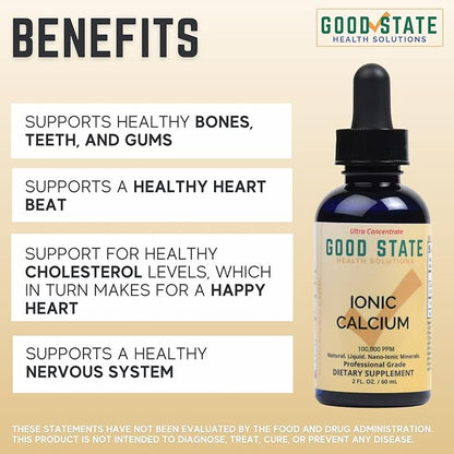 Good State Liquid Ionic Calcium Ultra Concentrate - 10 Drops Equals 50 Mg - 100 Servings Per Bottle 1.6fl. oz