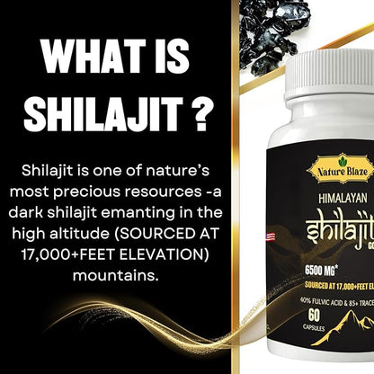 Pure Organic Himalayan Shilajit Capsules for Men & Women (60 Capsules Pack of 1)