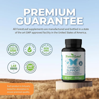 Thyroid Support for Women and Men with Iodine - Energy, Focus & Power Thyroid Supplement - All Natural Herbal Mineral and Vitamin Complex with B12, Zinc, Selenium, Ashwagandha - 60 Vegetarian Capsules