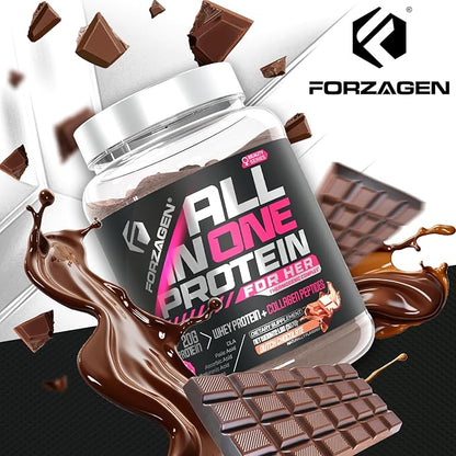 Forzagen All in One Protein for Her | Women’s Protein Powder with Multi Collagen Peptides | Hydrolyzed Collagen Supplement, Gut Health, Great for Pre & Post Workout | Dutch Chocolate, 30+ Servings