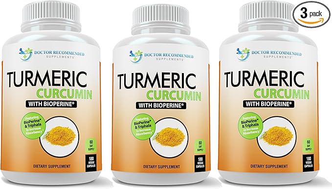 Turmeric Curcumin Supplement - 2250mg/d - Veggie Caps - 95% Curcuminoids with Black Pepper Extract (Bioperine) - 750mg Capsules - 100% Organic - Most Powerful Turmeric (Pack of 3)