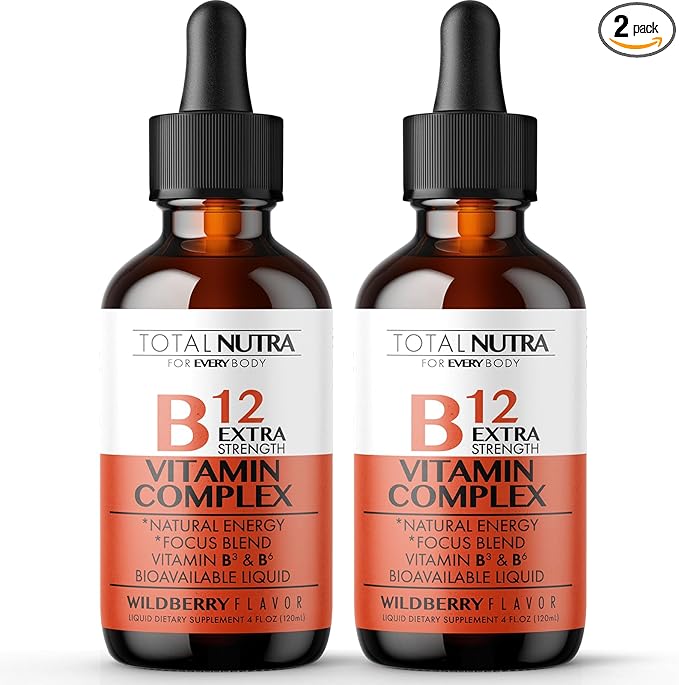 Extra Strength B Vitamin Drops- B Vitamins B12, B6, B3- Vegan and Non GMO- Instant Energy, Focus & Metabolism Support with Green Tea, Carnitine & Ginkgo Biloba- Alternative to B Complex Capsules – 2pk