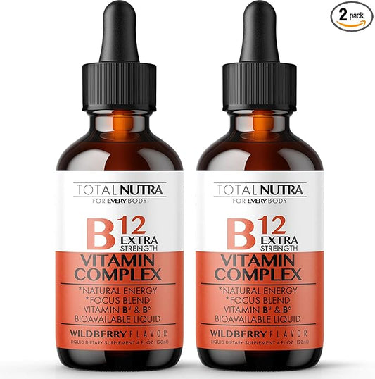 Extra Strength B Vitamin Drops- B Vitamins B12, B6, B3- Vegan and Non GMO- Instant Energy, Focus & Metabolism Support with Green Tea, Carnitine & Ginkgo Biloba- Alternative to B Complex Capsules – 2pk