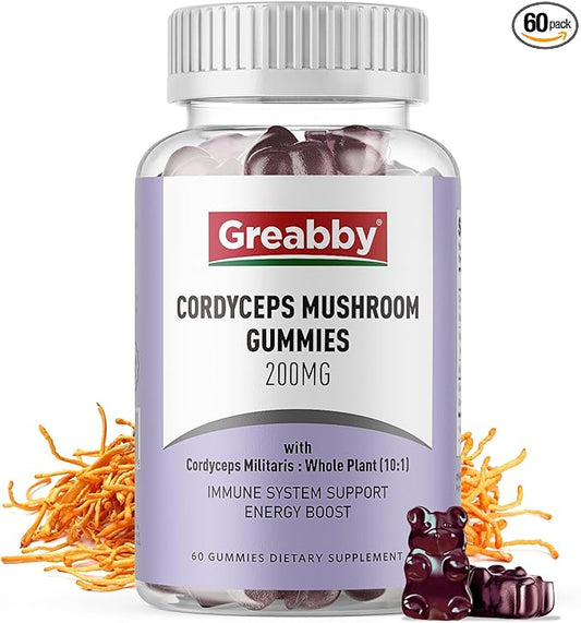 Cordyceps 2000mg Gummies, Mushrooms Herbal Supplements, Cordyceps Mushroom Extract - Cordyceps Mushroom Gummies, Natural Energy(60 Count)