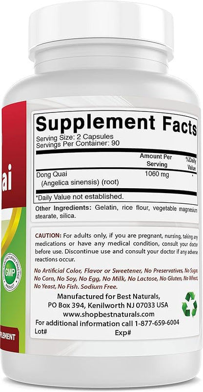 Best Naturals Dong Quai 530 mg 180 Capsules