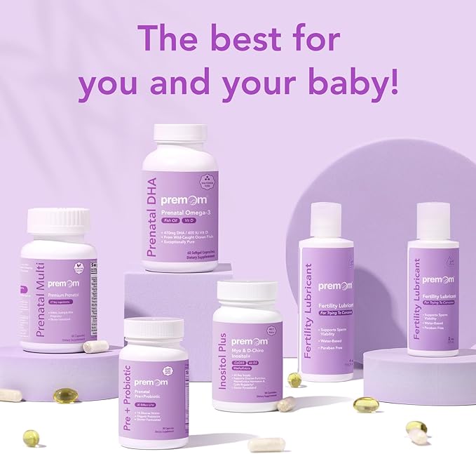 Premom Inositol Plus - 2000mg Myo-Inositol & 50mg D-Chiro Inositol, CoQ10, Folate & Vitamin D3-40:1 Ratio - Supports Hormonal Balance, Ovarian & Reproductive Health - 30 Day Supply