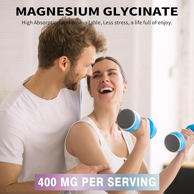 Magnesium Glycinate 400 MG per Serving 100% Chelated for High Absorption, Gentle On Stomach, Non-GMO, 90 Vegetarian Capsules