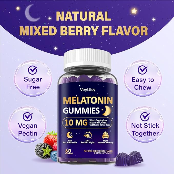 Melatonin 10mg 20mg Gummies for Adults - Extra Strength 10mg Melatonin Per Gummy with L-Theanine, Tart Cherry, Magnesium, GABA, B6 & Herbal Blend for Natural Rest - Non- Habit Forming, Sugar - Free