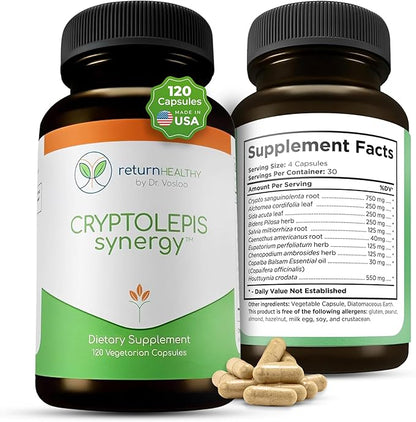 Cryptolepis Synergy, Immune Support Vitamins, Immune System Booster for Adults, Liver, Lymphatic, & Immune Support Supplement, Supports Lyme & Natural Parasite Defense, 120 Capsules