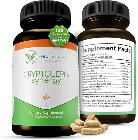 Cryptolepis Synergy, Immune Support Vitamins, Immune System Booster for Adults, Liver, Lymphatic, & Immune Support Supplement, Supports Lyme & Natural Parasite Defense, 120 Capsules