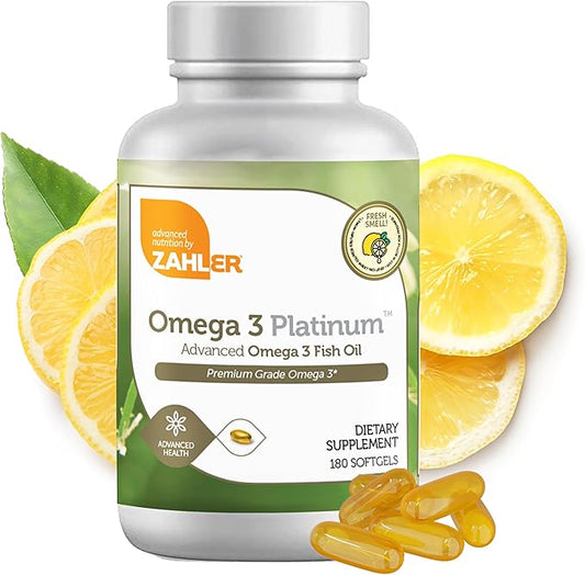 Zahler Omega 3 Fish Oil - Omega 3 Supplements with Omega 3 Fatty Acids, 600 mg EPA and 400 mg DHA - Omega3 Fish Oil Supplements Derived from Kosher Tuna - Supports Brain & Heart Health (180 Softgels)