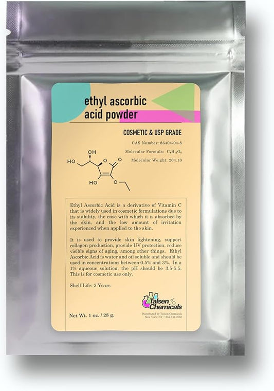 Ethyl Ascorbic Acid Powder Stable Vitamin C Derivative Help to Absorb Vitamin C to Skin Improve Skin Gloss, Skin Elasticity, Anti-Oxidation, and Other Functions (1 Ounce / 28 gram)