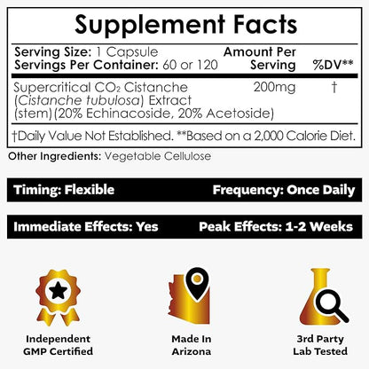 Nootropics Depot Cistanche Supercritical CO2 Extract Capsules | 20% Echinacoside + 20% Verbascoside (Acetoside) | 60 Count