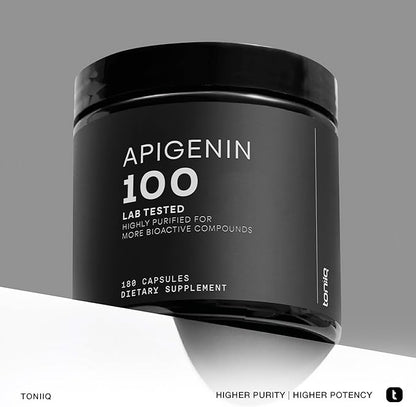 Toniiq Ultra High Strength Apigenin - 100mg Concentrated Formula - 98%+ Highly Purified - 180 Vegetarian Capsules