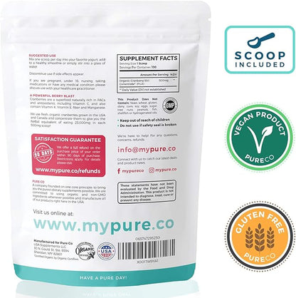 Cranberry Powder & Lions Mane (1-Month Supply) Mindful Cranberry Bundle of Organic Cranberry Concentrate Powder 50:1 Extract (100 Scoops) & Organic Lions Mane Mushroom 10:1 Extract (60 Caps)