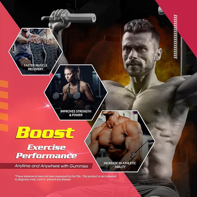 Creatine Monohydrate Gummies for Men & Women, Chewables Creatine Monohydrate for Muscle Strength, Muscle Builder, Energy Boost, Pre-Workout Supplement-90 Peach
