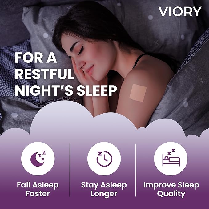 VIORY Sleep Patches for Adults Extra Strength | Easy-to-Apply Sleep Patch with Melatonin & Valerian | Relax & Wake Up Refreshed | Long-Lasting Night Comfort for Men & Women | 60 Patches
