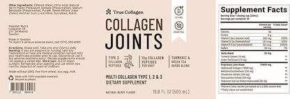 True Collagen Joints | 10,000 mg Hydrolyzed Collagen Liquid Supplement - 500 ml, 20 Day Supply | Glucosamine, MSM and Chondroitin to Support Joints | Fat-Free, Sugar-Free, 100% Natural Berry Flavor