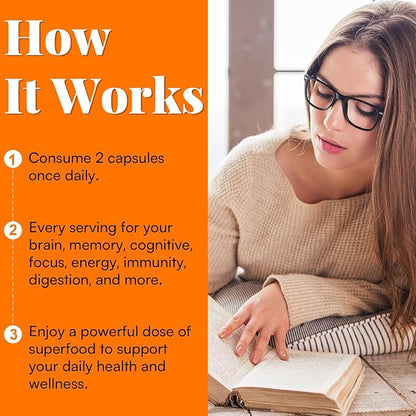 1400mg Lions Mane Supplement Capsules - 50x Strength Potency Brain Supplements for Memory and Focus | Natural Nootropics Brain Supplement for Cognitive, Clarity, Concentration & Energy - 60 Caps
