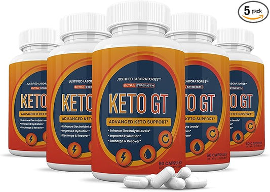 (5 Pack) Keto GT Keto Pills 1275MG New & Improved Formula Contains Apple Cider Vinegar Extra Virgin Olive Oil Powder Green Tea Leaf 300 Capsules