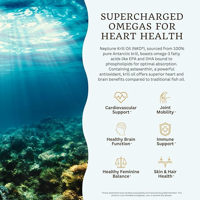 VTC VitaTradingCo. Krill Omega-3 Oil Supplement | 100mg Pure Antarctic Neptune Krill Oil (NKO) | EPA & DHA Astaxanthin | Brain, Heart, Joint & Eye Support | 60 Softgels