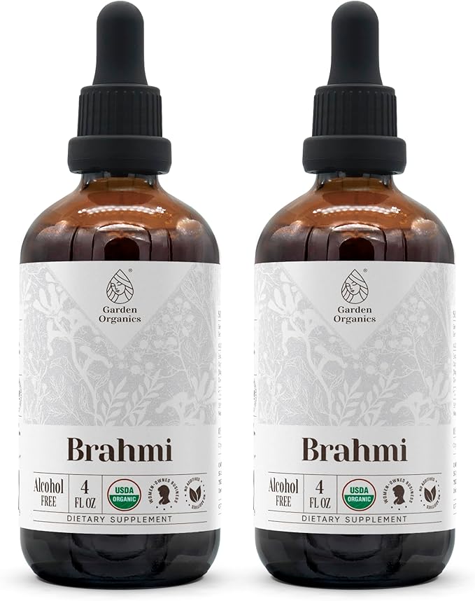 Brahmi USDA Organic | Alcohol-Free Extract, Organic Herbal Drops, Supplement | Tincture Made from 100% Certified Organic Brahmi (Bacopa Monnieri) Dried Herb 2x4 oz