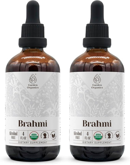 Brahmi USDA Organic | Alcohol-Free Extract, Organic Herbal Drops, Supplement | Tincture Made from 100% Certified Organic Brahmi (Bacopa Monnieri) Dried Herb 2x4 oz